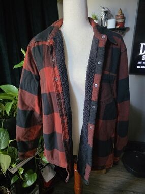 5.11 Tactical Red and Black Buffalo Plaid Sherpa Shirt Jacket Size L